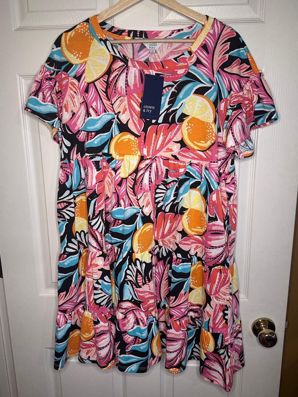 NWT Crown & Ivy Jungle Heat Tiered Dress Size L